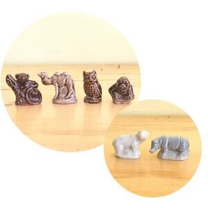 Miniature Animal Figurine Wade England Vtg Monkey Owl Camel Polar Bear Rhino